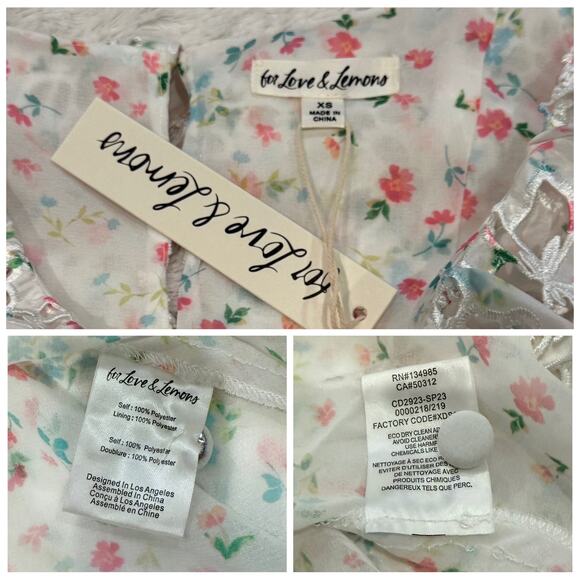 For Love & Lemons NWT Magnolia Pastel Floral Taffeta Mini Dress size XS - Picture 9 of 12